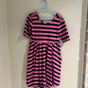 Hanna Andersson  Swing dress navy and pink